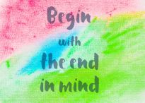 54737971 - begin with the end in mind. inspirational quote over abstract water color textured background